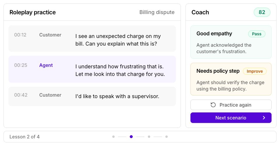EmberQA roleplay practice with AI coach feedback